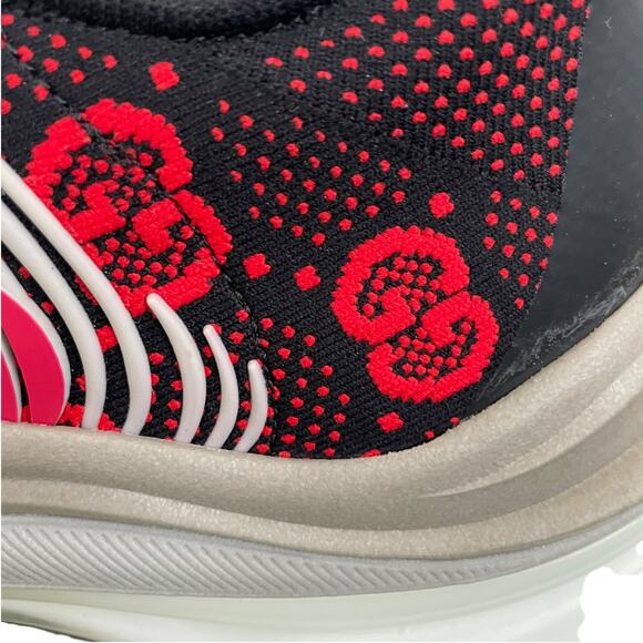 GUCCI Men's GG Run Sneakers Technical Knit 680900 Red Black Gray Sz 11 US 11.5 - Picture 10 of 16